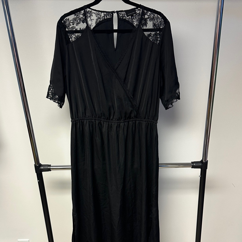 Who What Wear Black Lace Midi Dress
